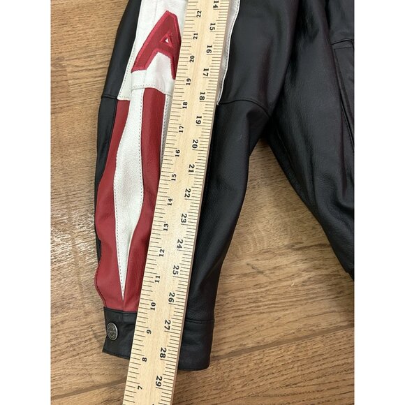 Oscar Piel American Flag MAGA Leather Jacket  Perfect Leather USA Mens Large VTG - Picture 5 of 16